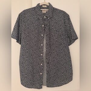 J.Crew Mens Short Sleeve Button Down Navy Floral Shirt Size Medium